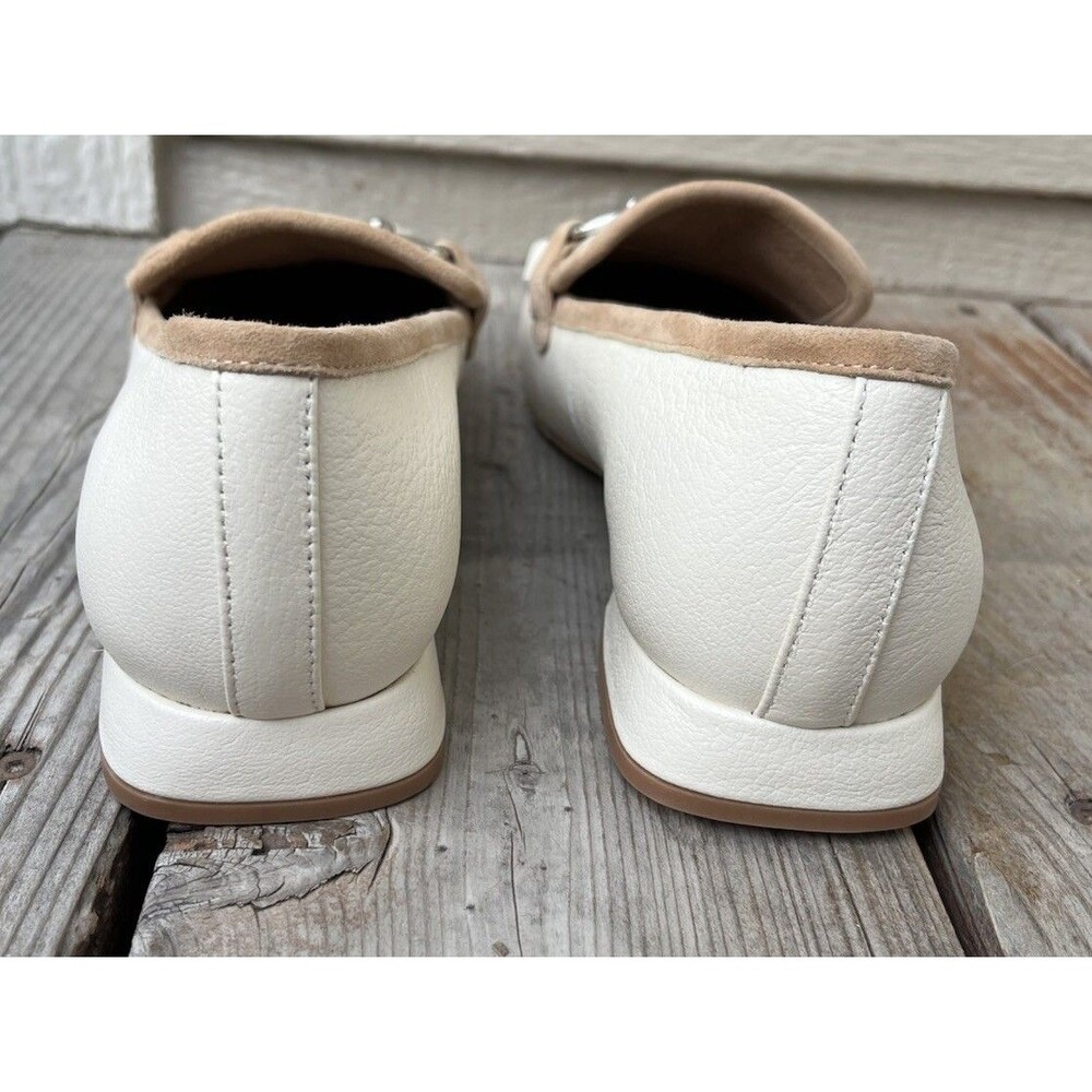 New! Donald Pliner Saeli Women's 10 Cream Leather Loafers Kiltie Horsebit Detail - Picture 9 of 14